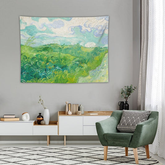 Green Wheat Fields Auvers Van Gogh Fine Art Tapestry