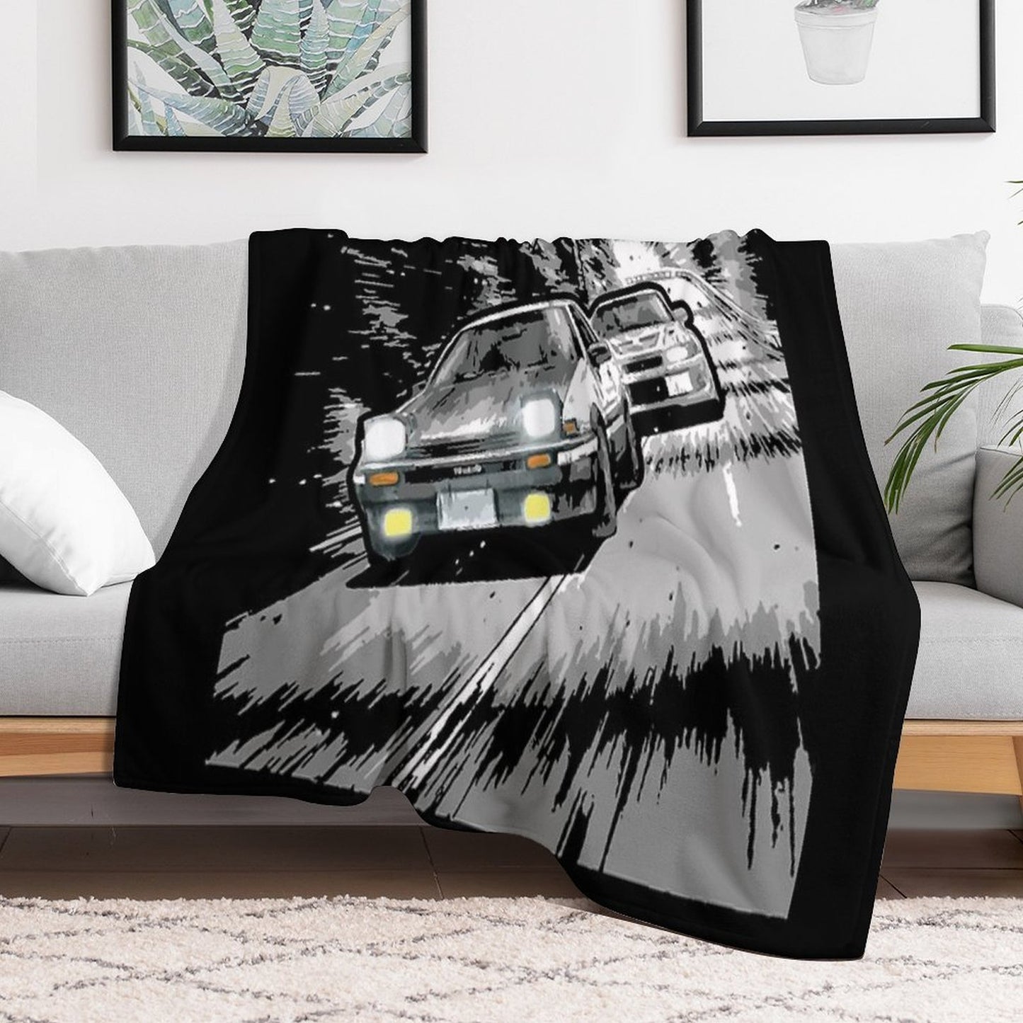 Initial D - Mountain Drift Racing Tandem AE86 Vs EVO 6 Throw Blanket