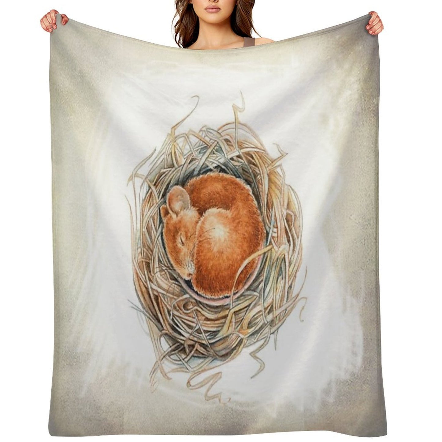 Mouse in The Nest Throw Blanket