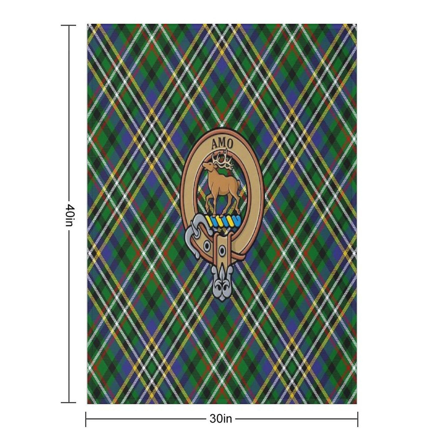 Clan Scott Crest over Green Tartan Throw Blanket