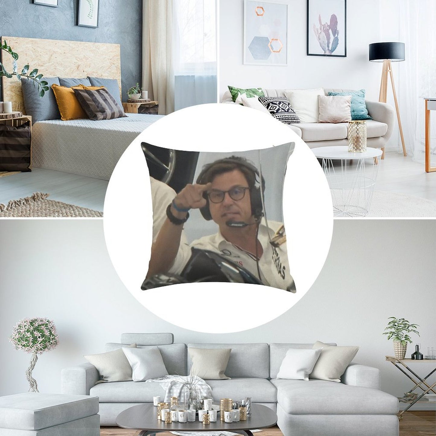 Toto Pointing at Camera Linen Throw Pillow Cover