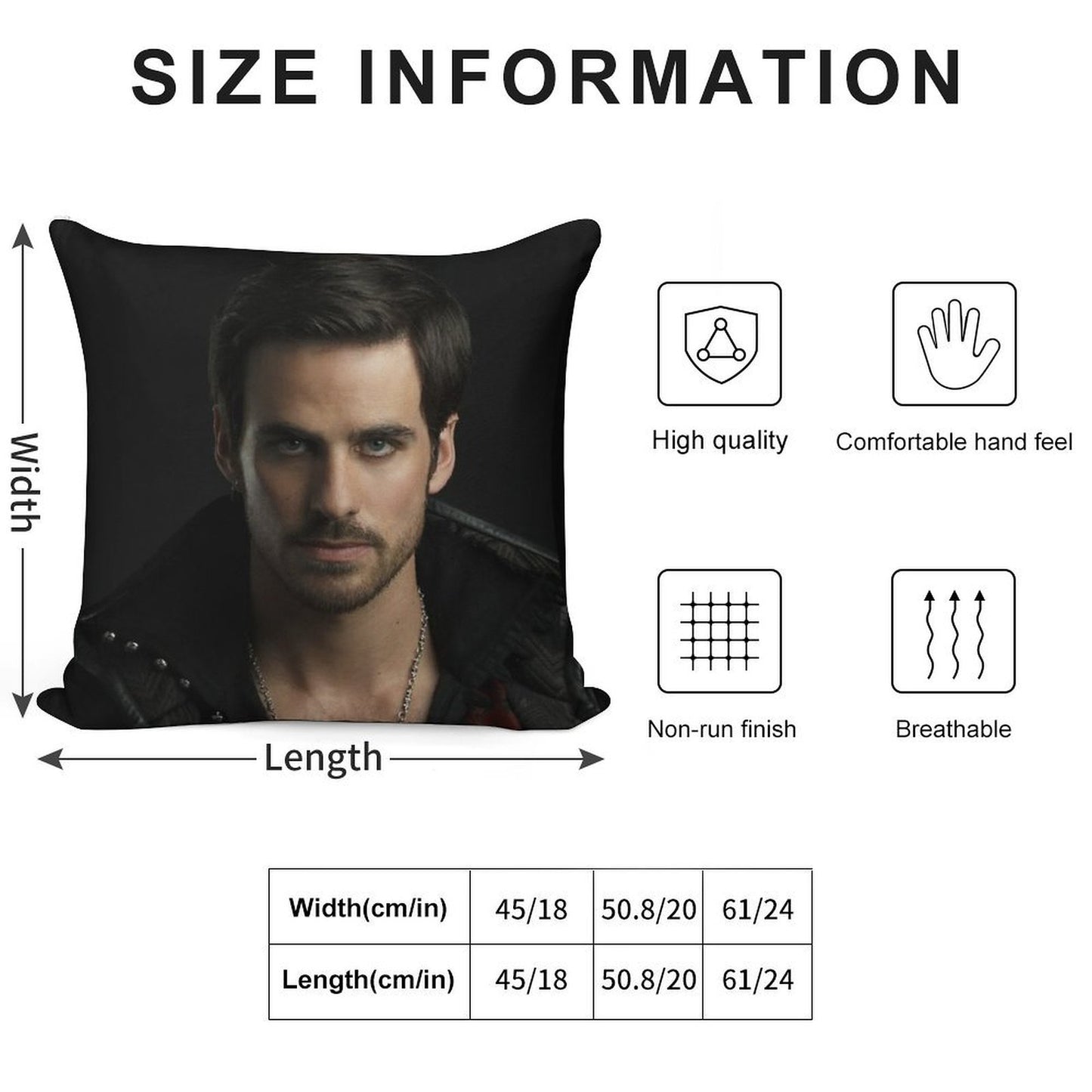 Colin O'Donoghue As Captain Hook Soft Hidden Zipper Throw Pillow