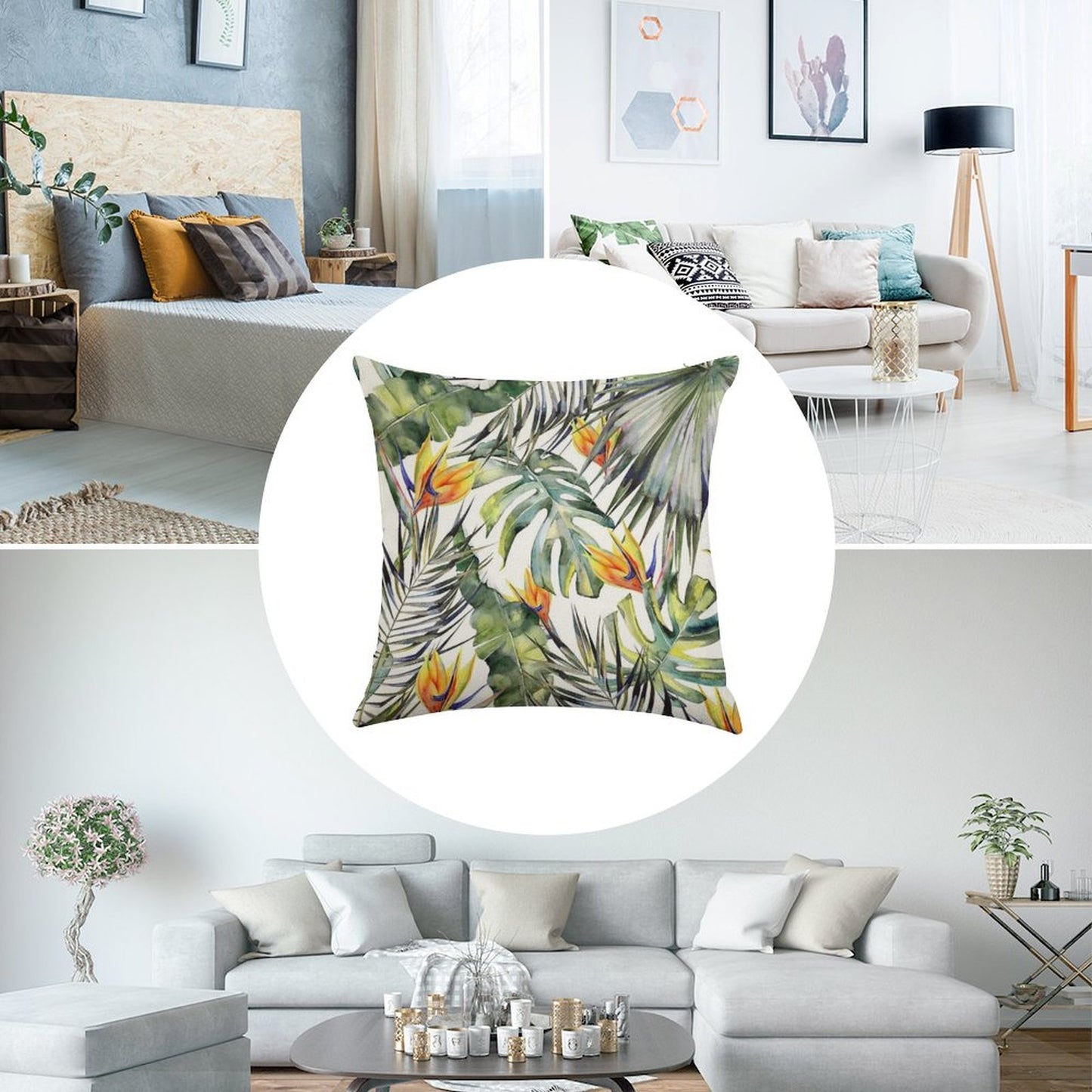 TROPICAL GARDEN Linen Throw Pillow Cover