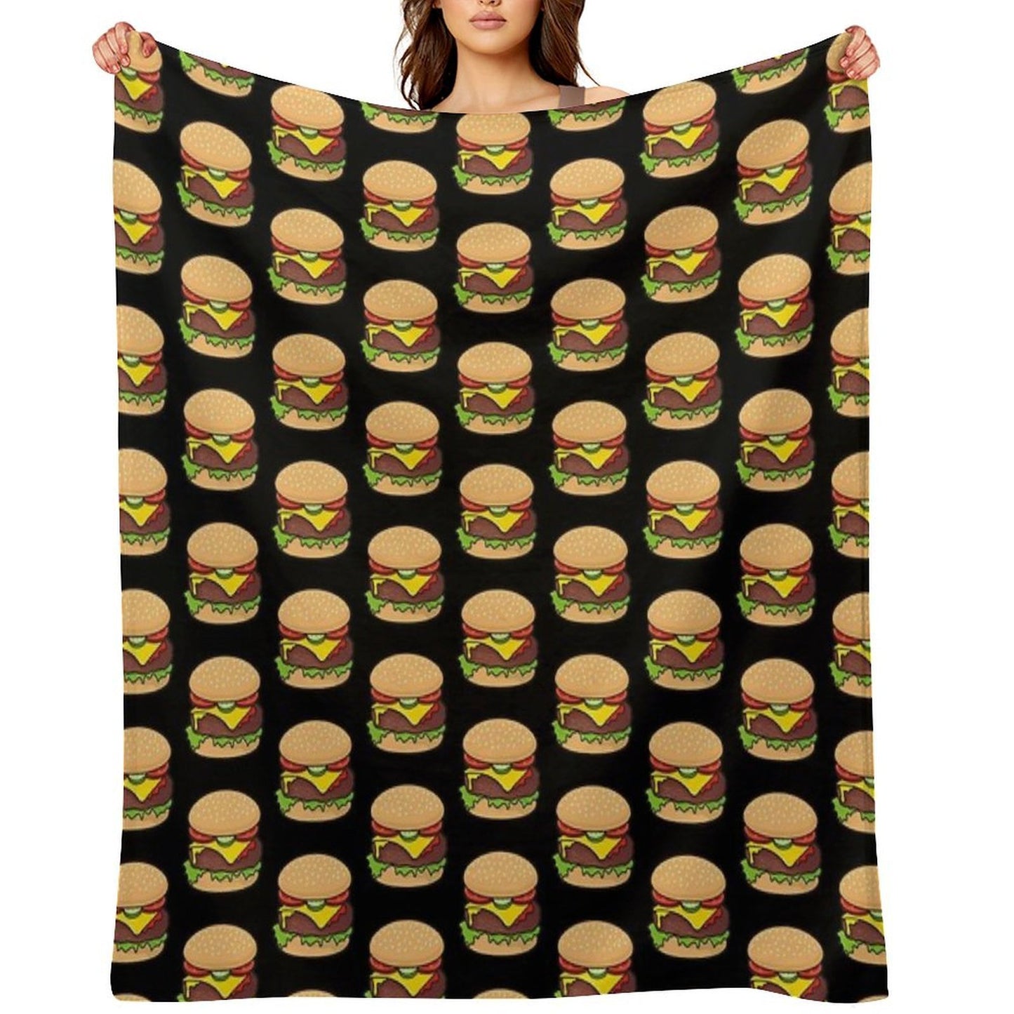 Cheeseburger Pattern Throw Blanket