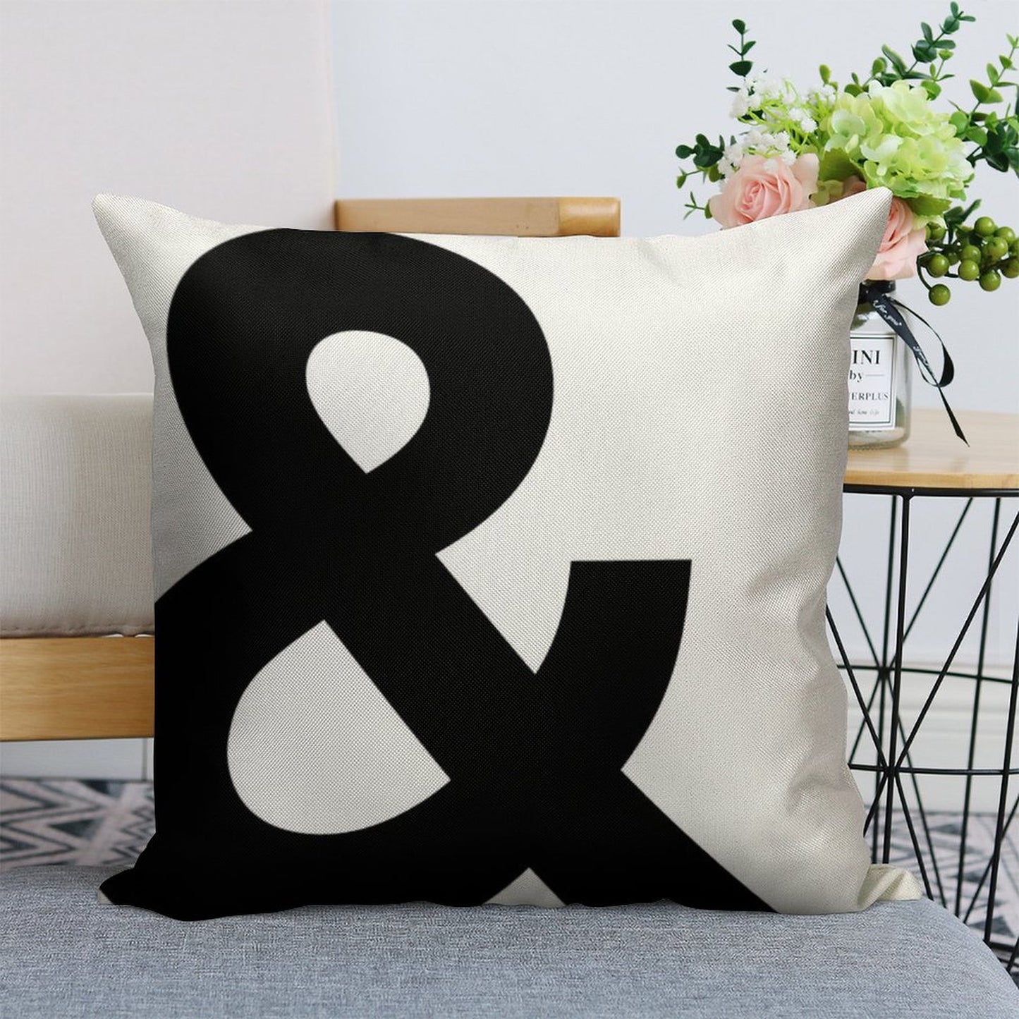 Ampersand Linen Throw Pillow Cover