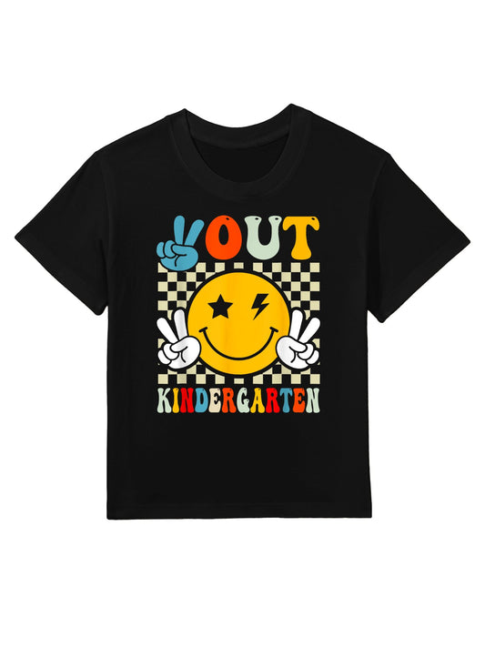 Groovy Peace Out Kindergarten Graduation Last Day Of School Kids T-Shirt