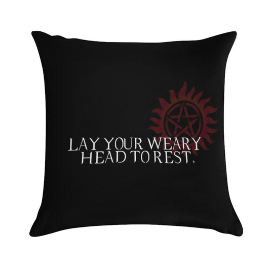 Lay Your Weary Head to Rest Soft Hidden Zipper Throw Pillow
