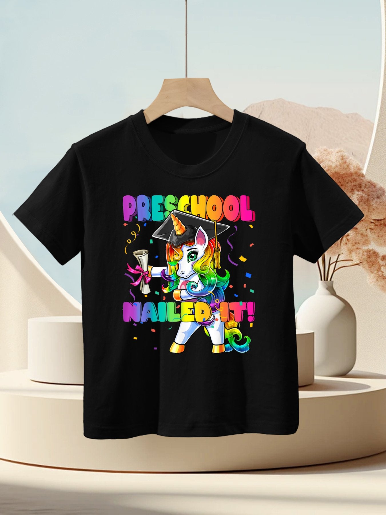 Flossing Unicorn Preschool Graduation Cap Diploma Gift Girls Kids T-Shirt