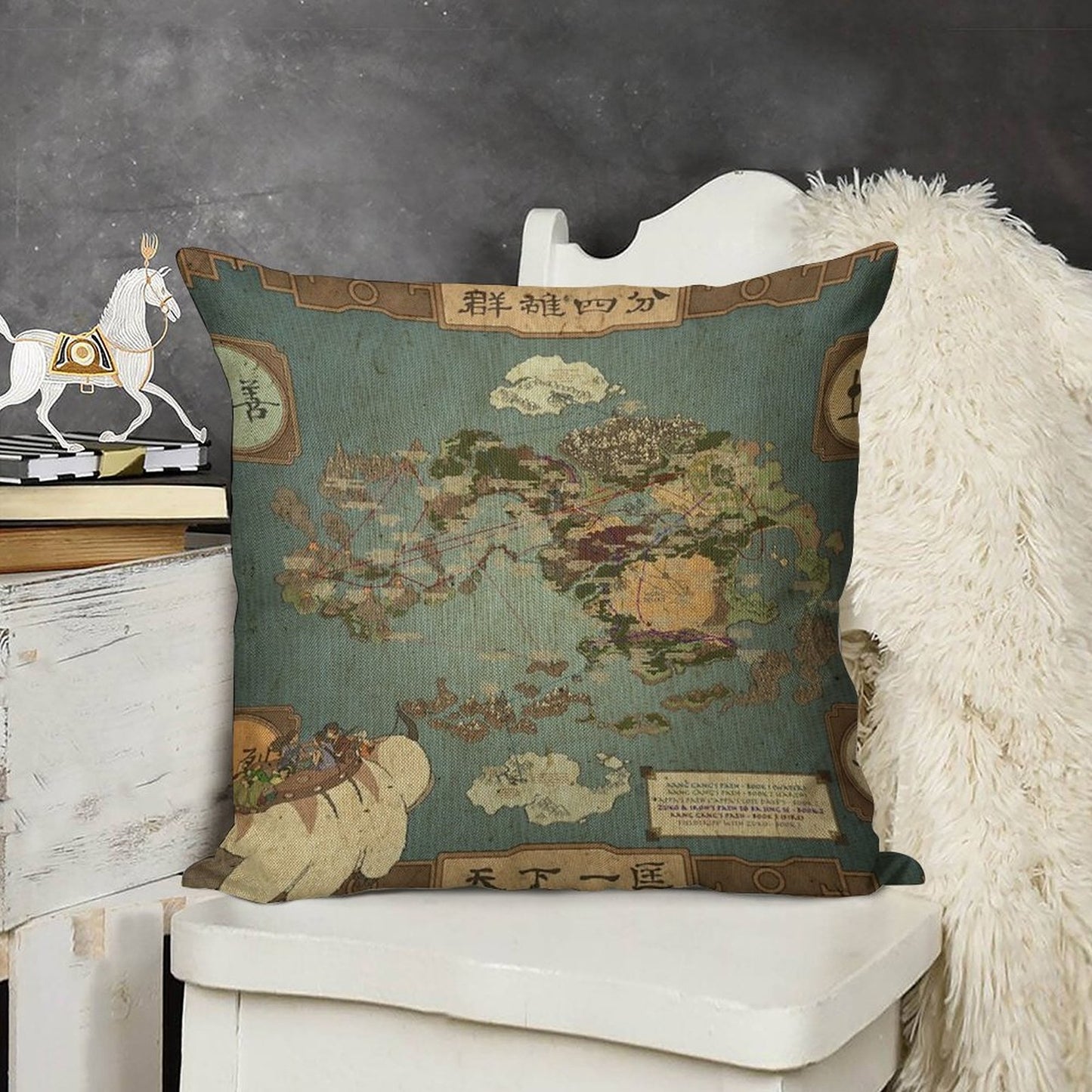 Avatar The Last Airbender Map Linen Throw Pillow Cover