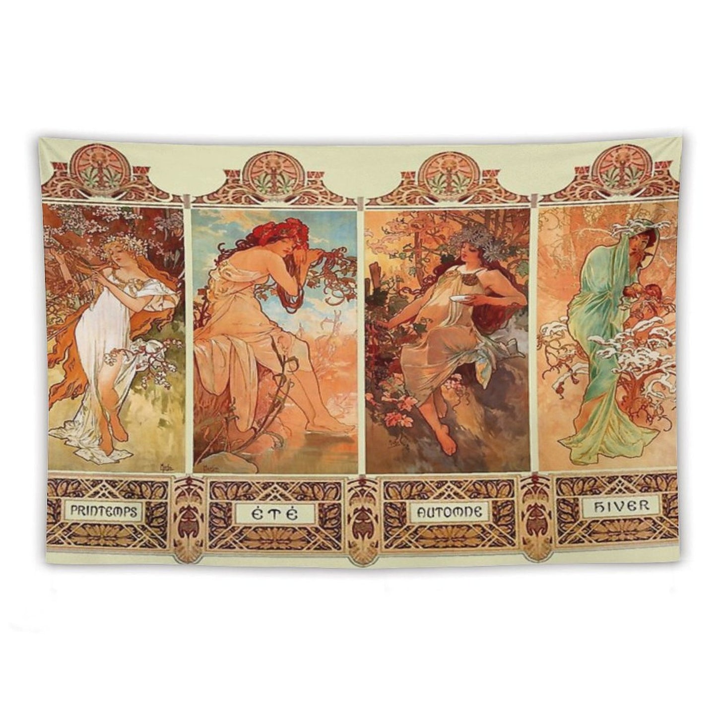 Alphonse Mucha Four Seasons Art Nouveau Tapestry