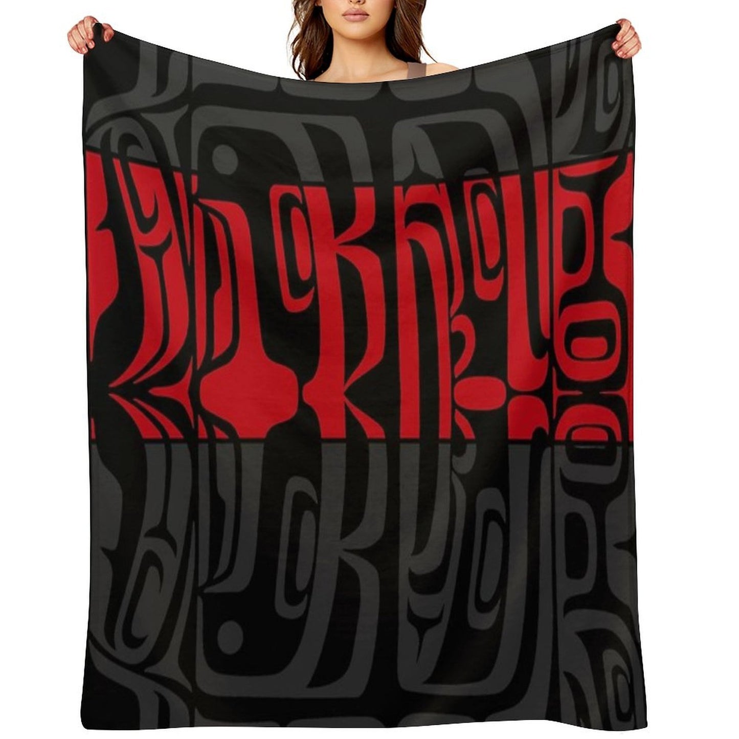 Bentwood Box - Red, Black, Grey Throw Blanket