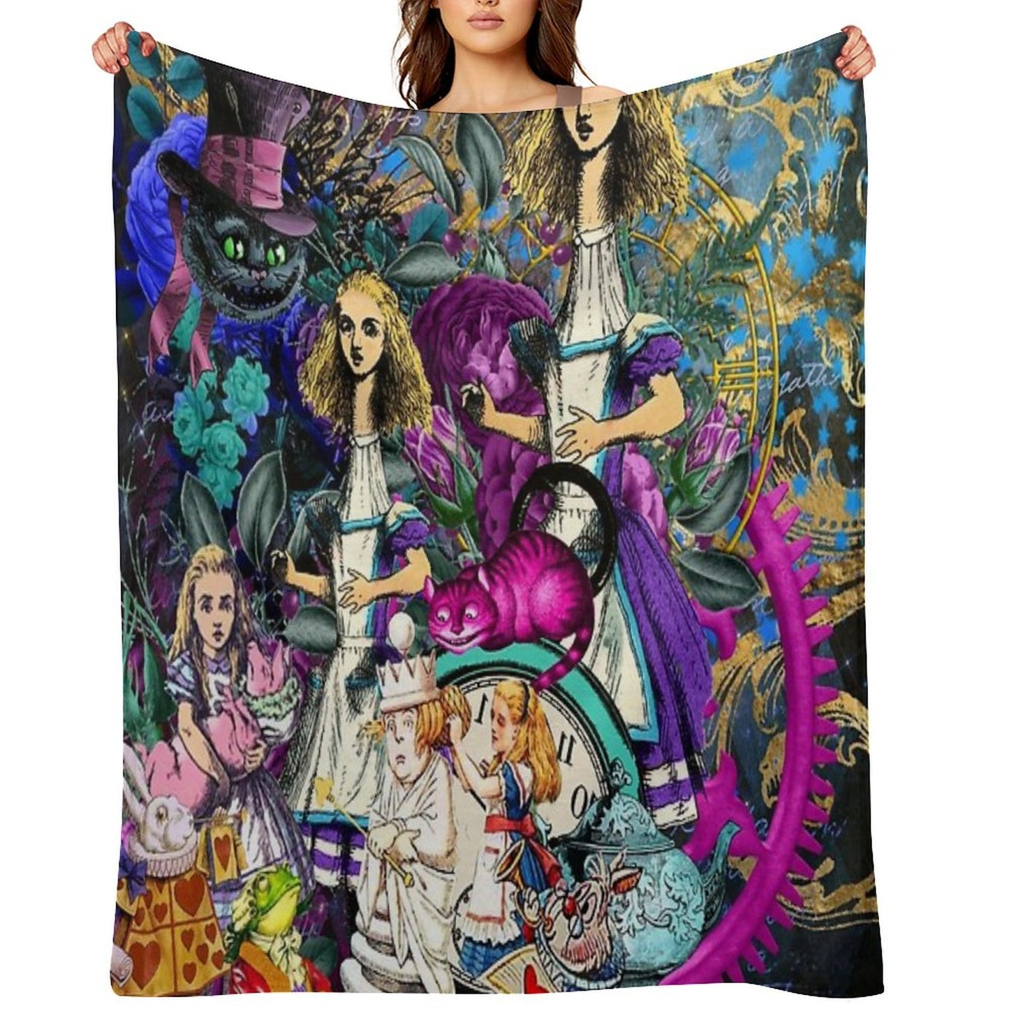 Alice Wonderland, Alice in Vintage Wonderland Throw Blanket