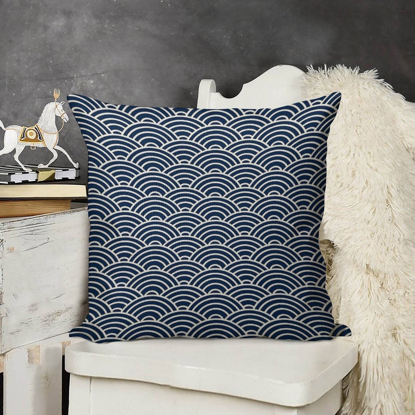 Seigaiha  Japanese Collection Linen Throw Pillow Cover