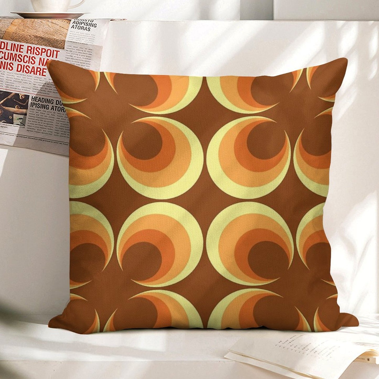 70's Retro 2 Starburst Linen Throw Pillow Cover
