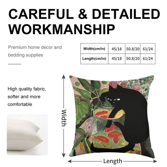Matisse's Goldfish And A Cat Linen Throw Pillow Cover