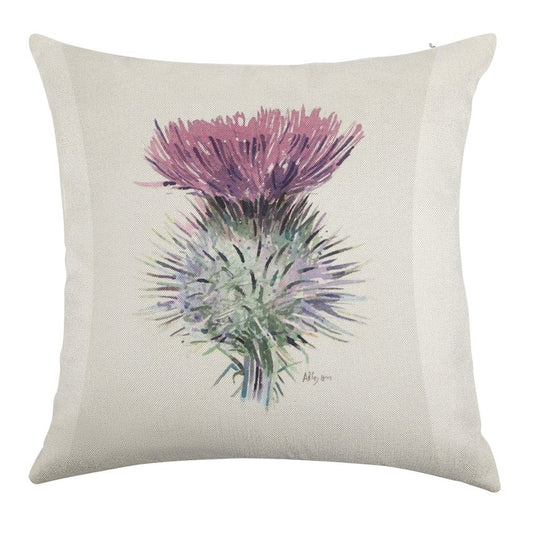Scottish Thistle Linen Throw Pillow Cover
