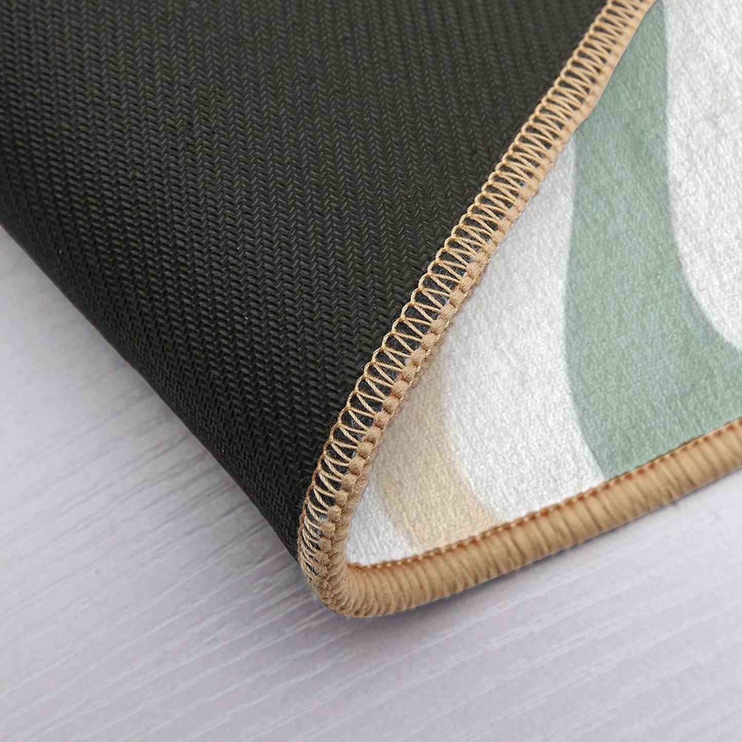 Liquid Swirl Retro Abstract in Light Sage Celadon Green, Light Blush, Cream, And White Bath Mat