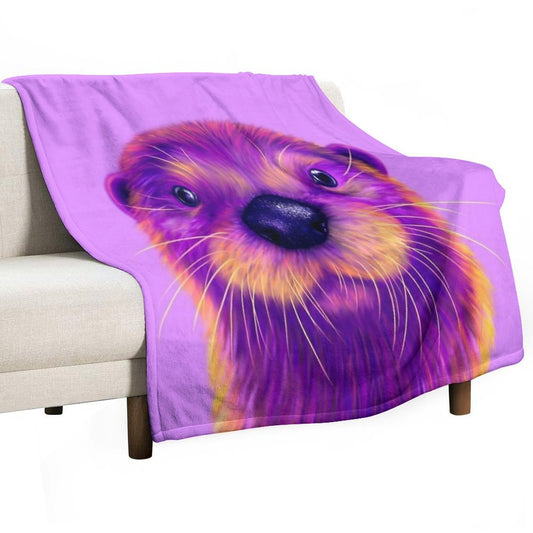Purple Otter Throw Blanket