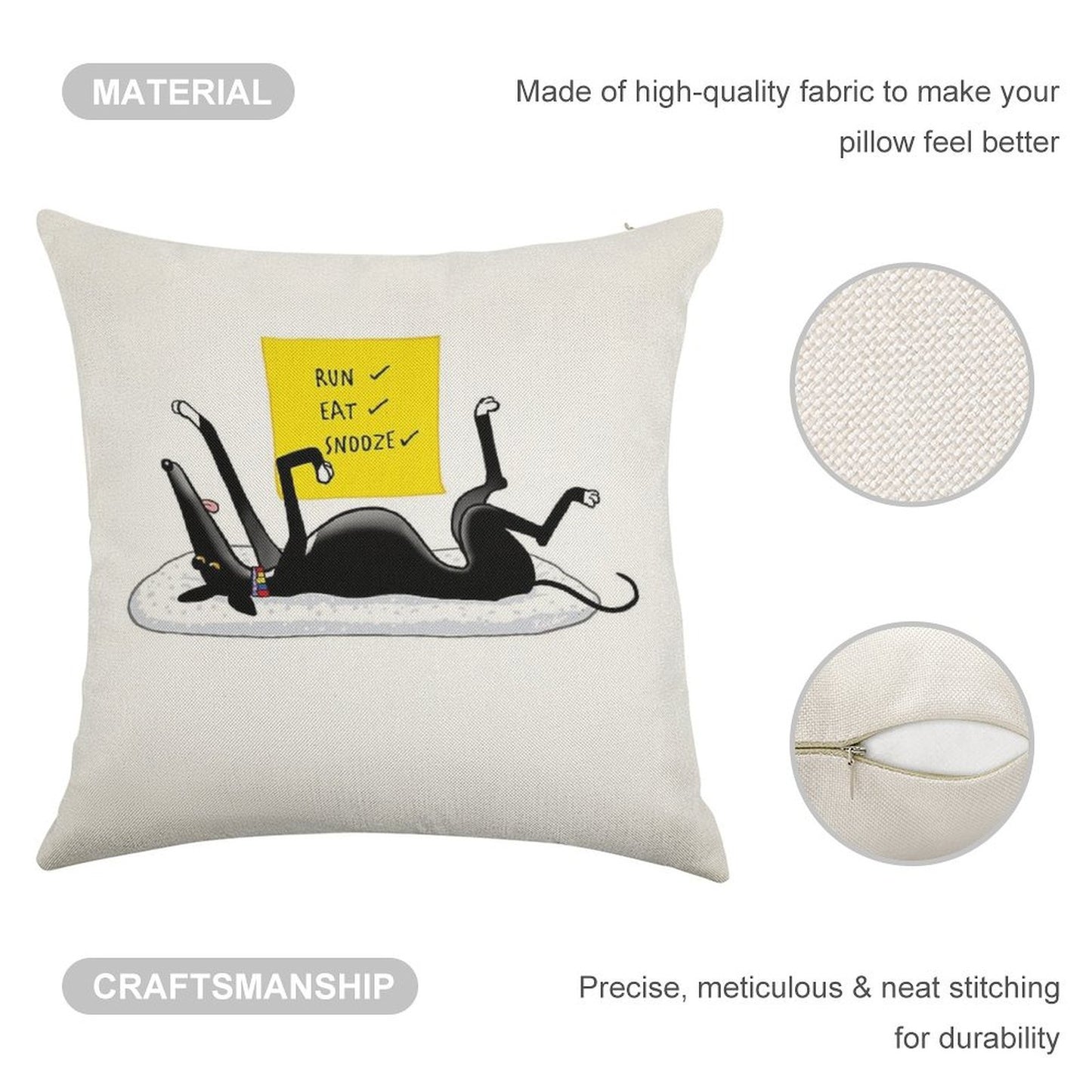 Snoozin' Linen Throw Pillow Cover