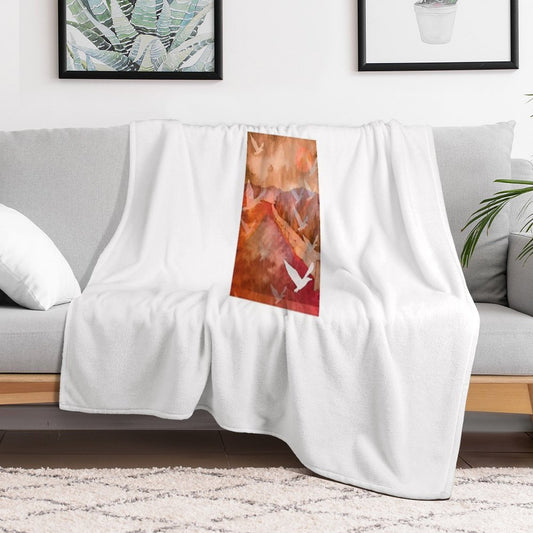 Gulls Overflying Downland Throw Blanket