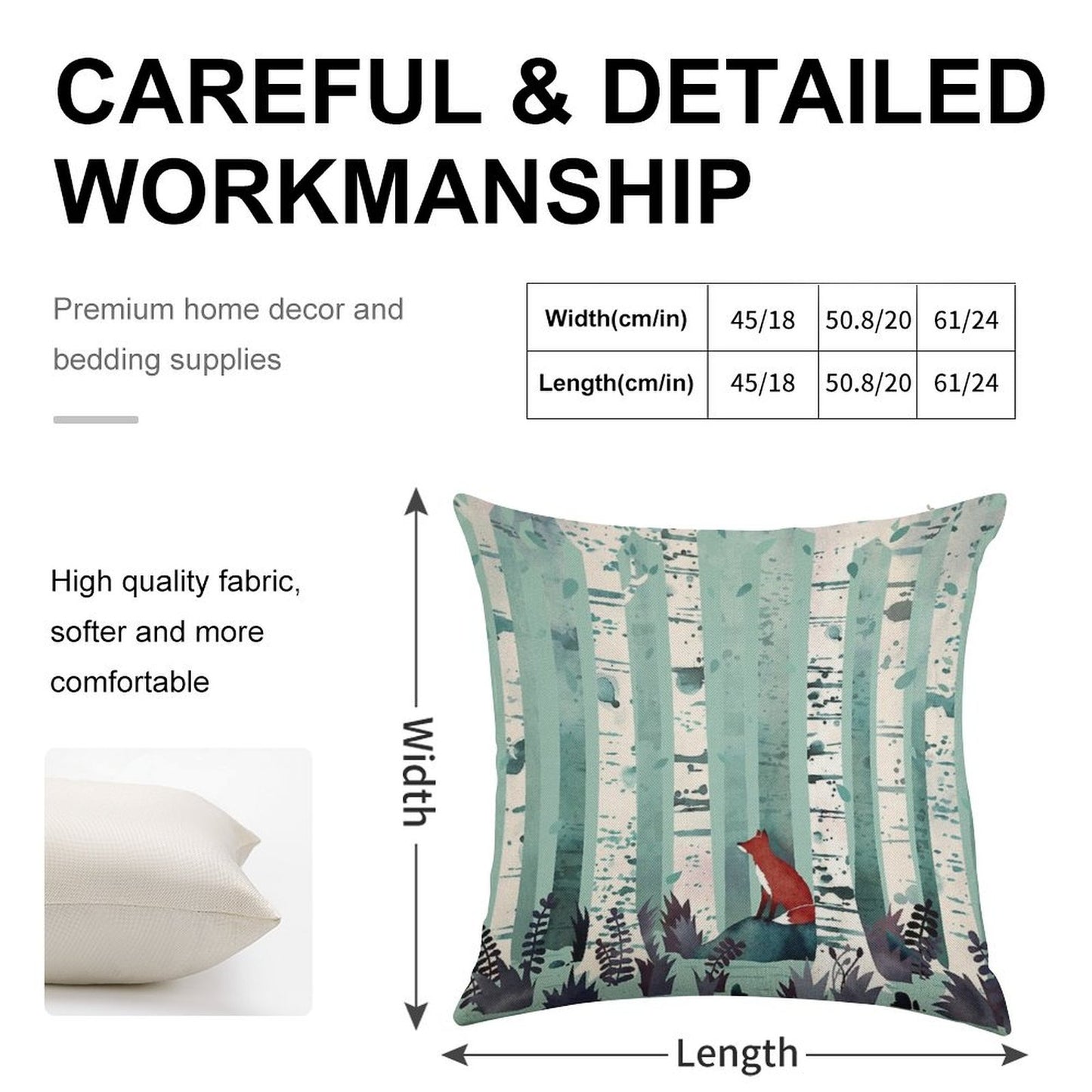 The Birches Linen Throw Pillow Cover