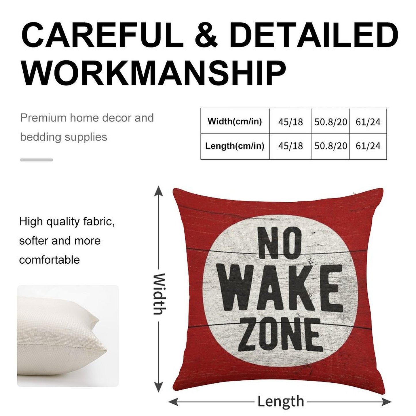 No Wake Zone Sgin Linen Throw Pillow Cover
