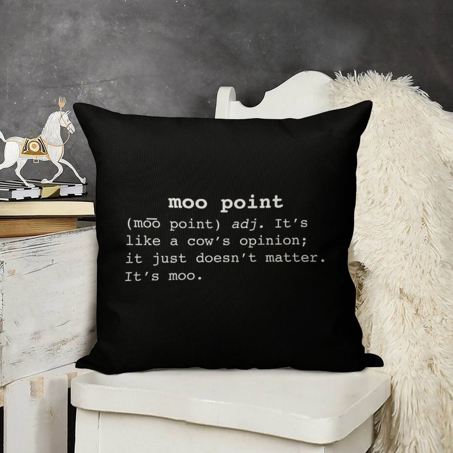 Moo Point Linen Throw Pillow Cover