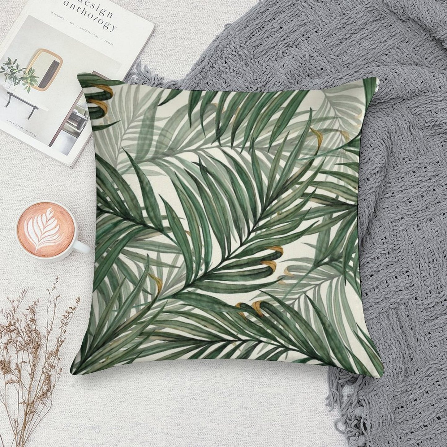 Palm Leaves Soft Home Decor Throw Pillow