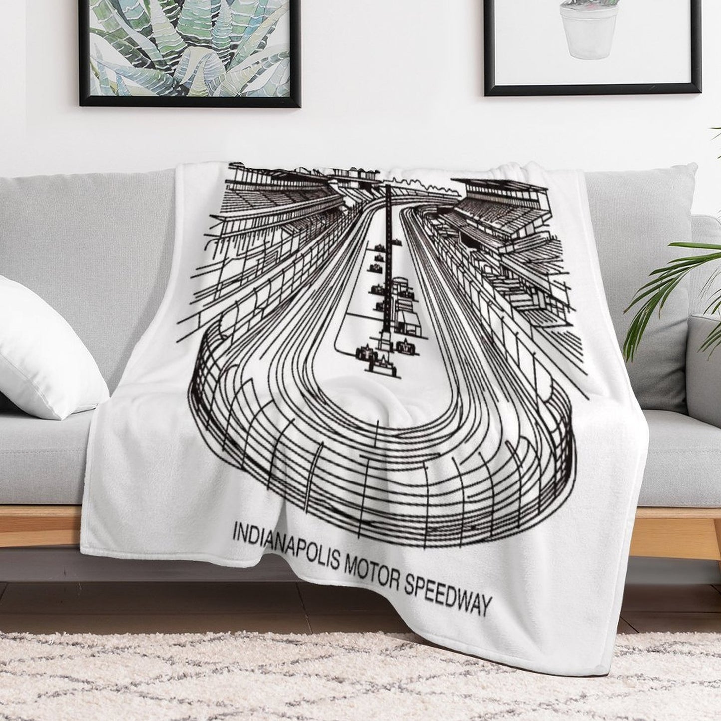 Indianapolis Motor Speedway, Fine Line Drawing Throw Blanket