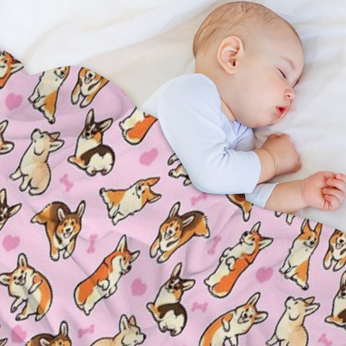 Lovey Corgis in Pink Throw Blanket