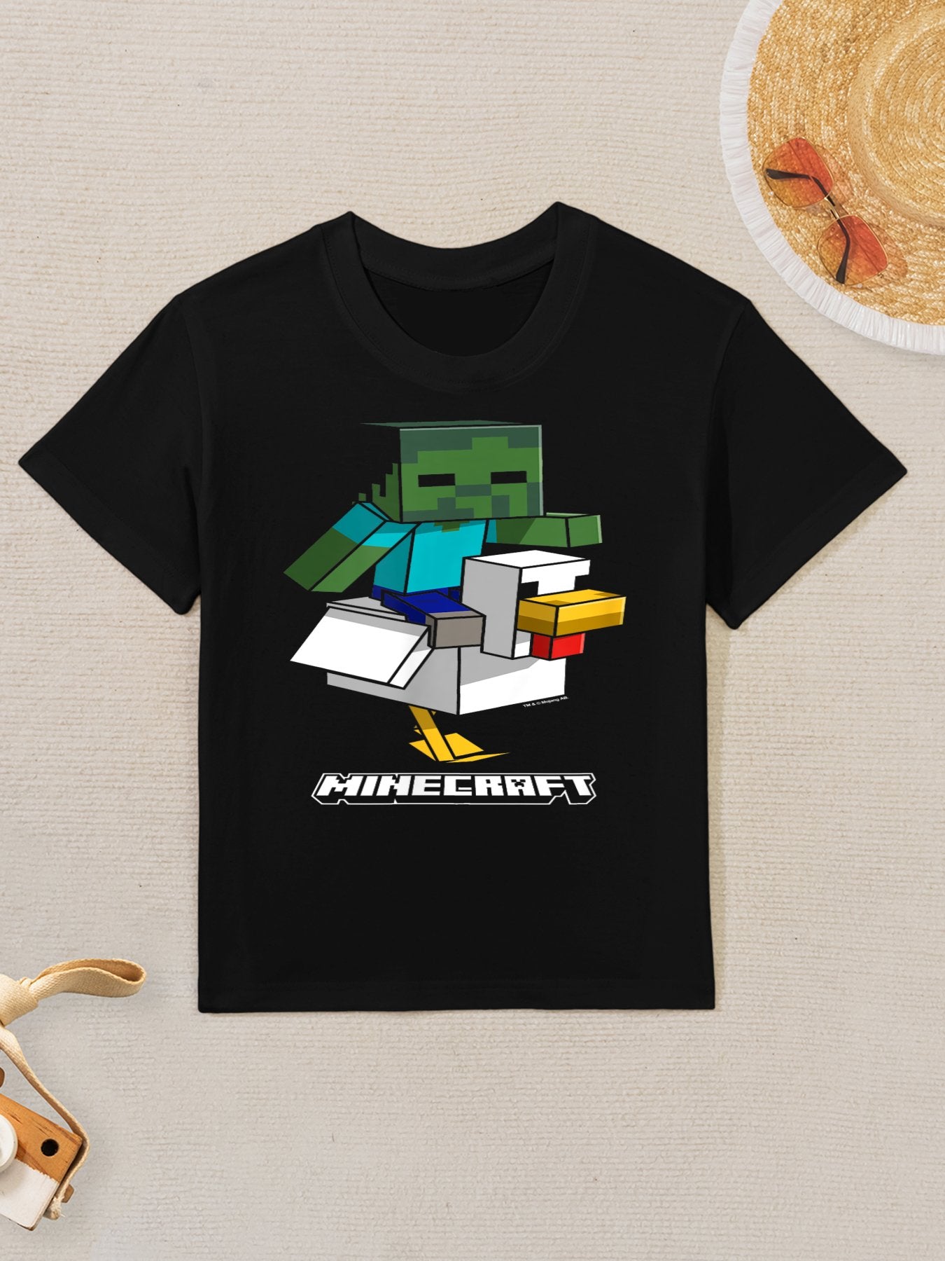 Minecraft Chicken Jockey Aiming To Attack Kids T-Shirt