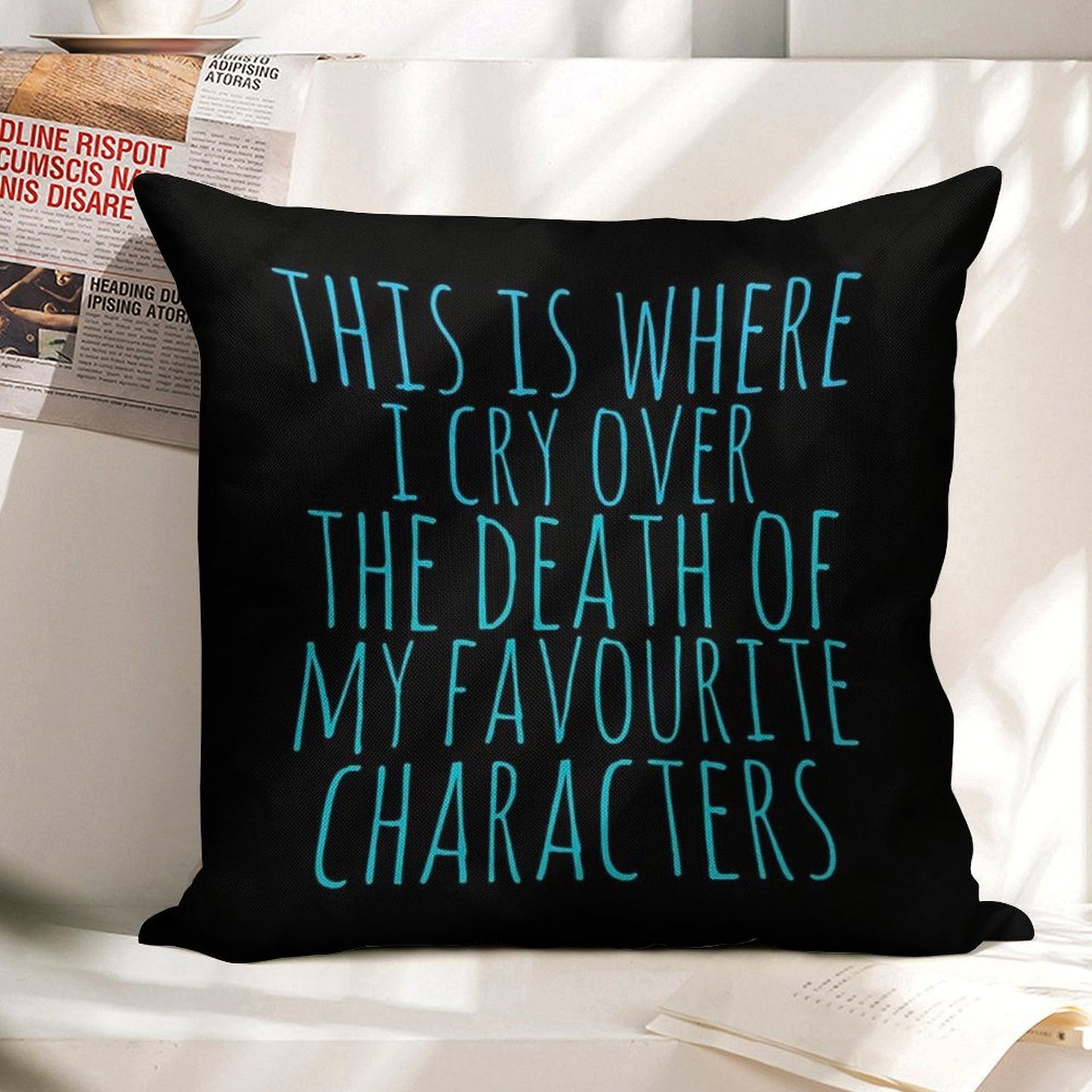 A Pillow to Cry over The Death of Favourite Characters Linen Throw Pillow Cover