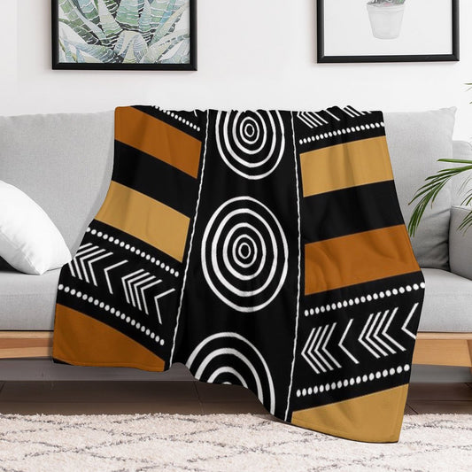 African Mud Cloth Artistry Art Throw Blanket