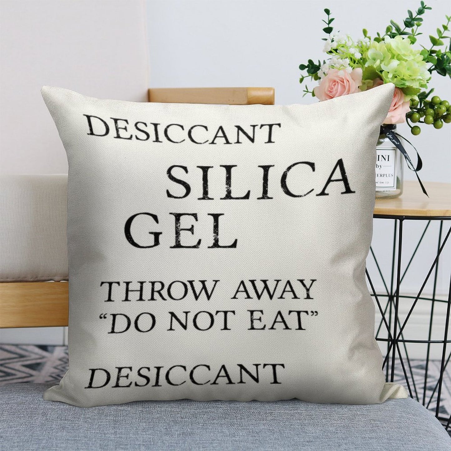 Silica Gel Desiccant Do No Eat (correct) Linen Throw Pillow Cover