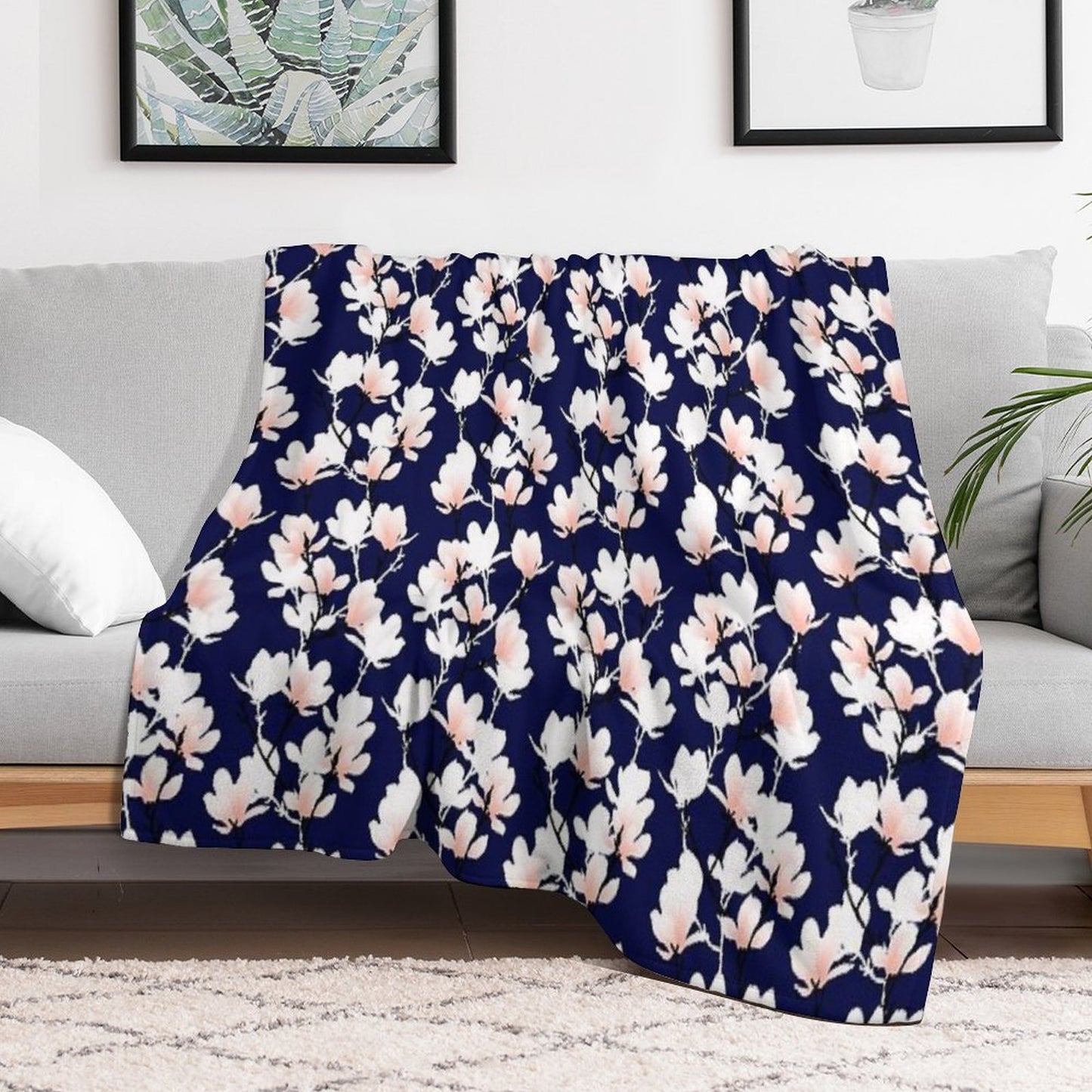 Magnolia Midnight Throw Blanket