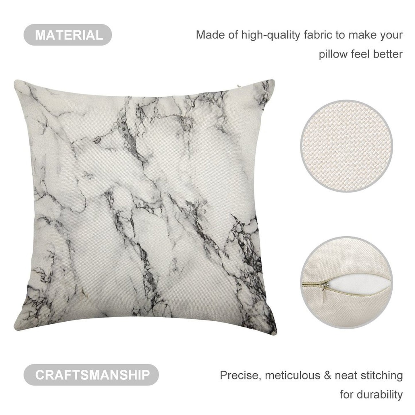Marble Linen Throw Pillow Cover