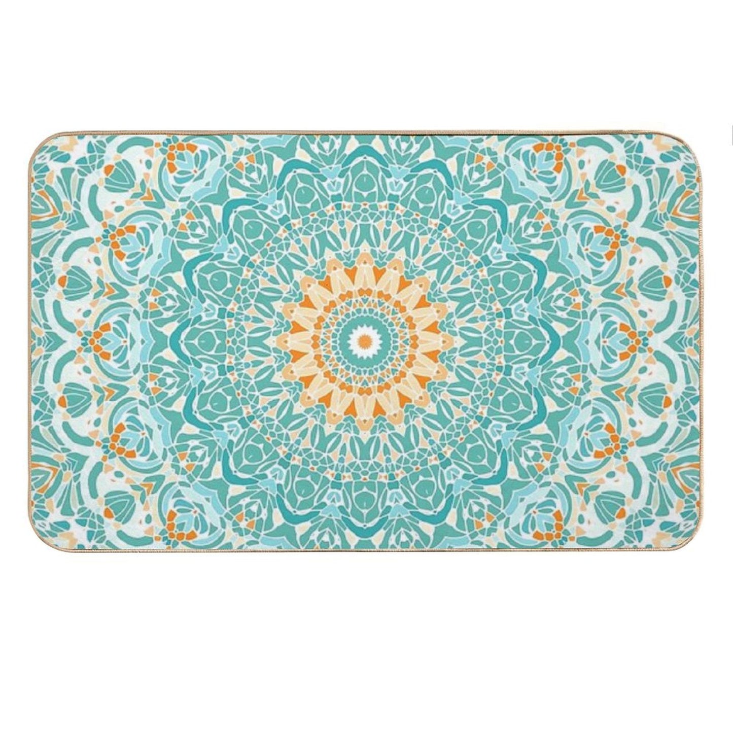 Orange And Turquoise Clarity Mandala Bath Mat