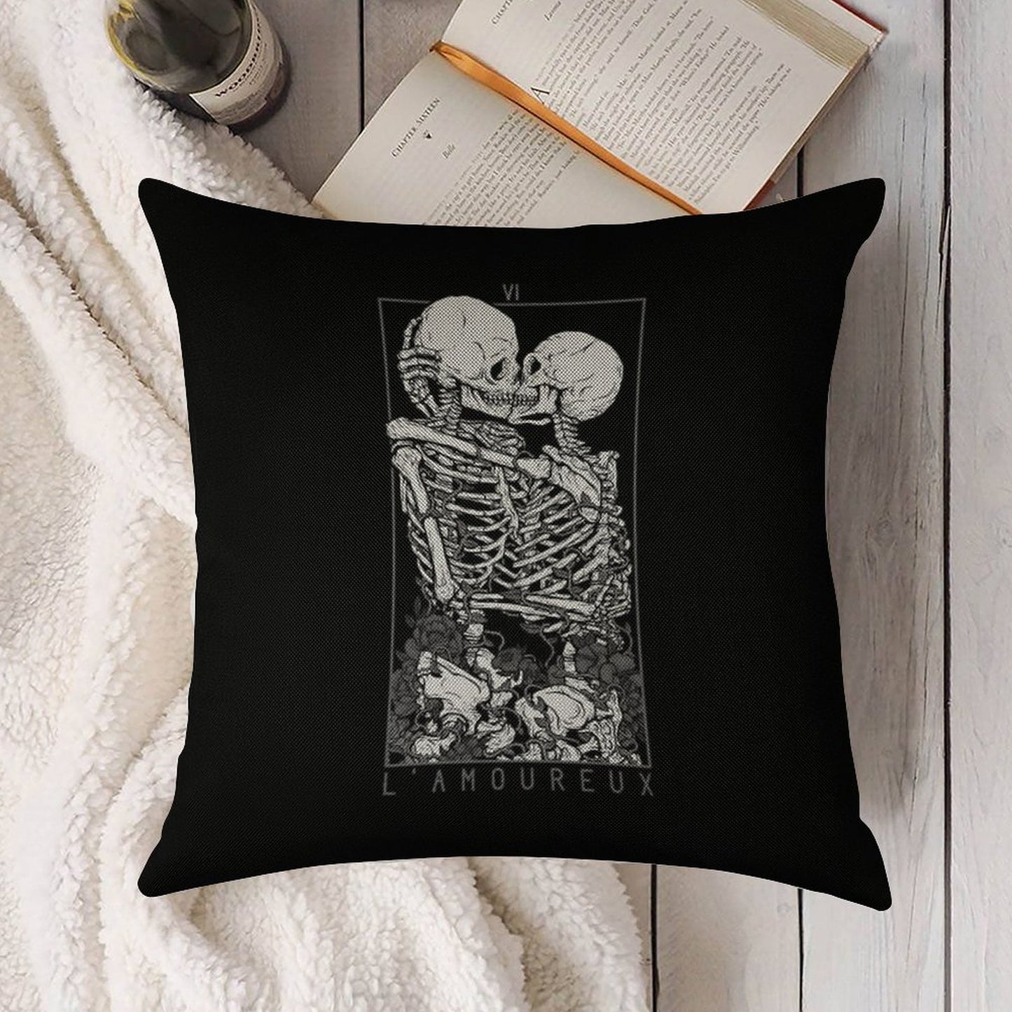 The Lovers Linen Throw Pillow Cover