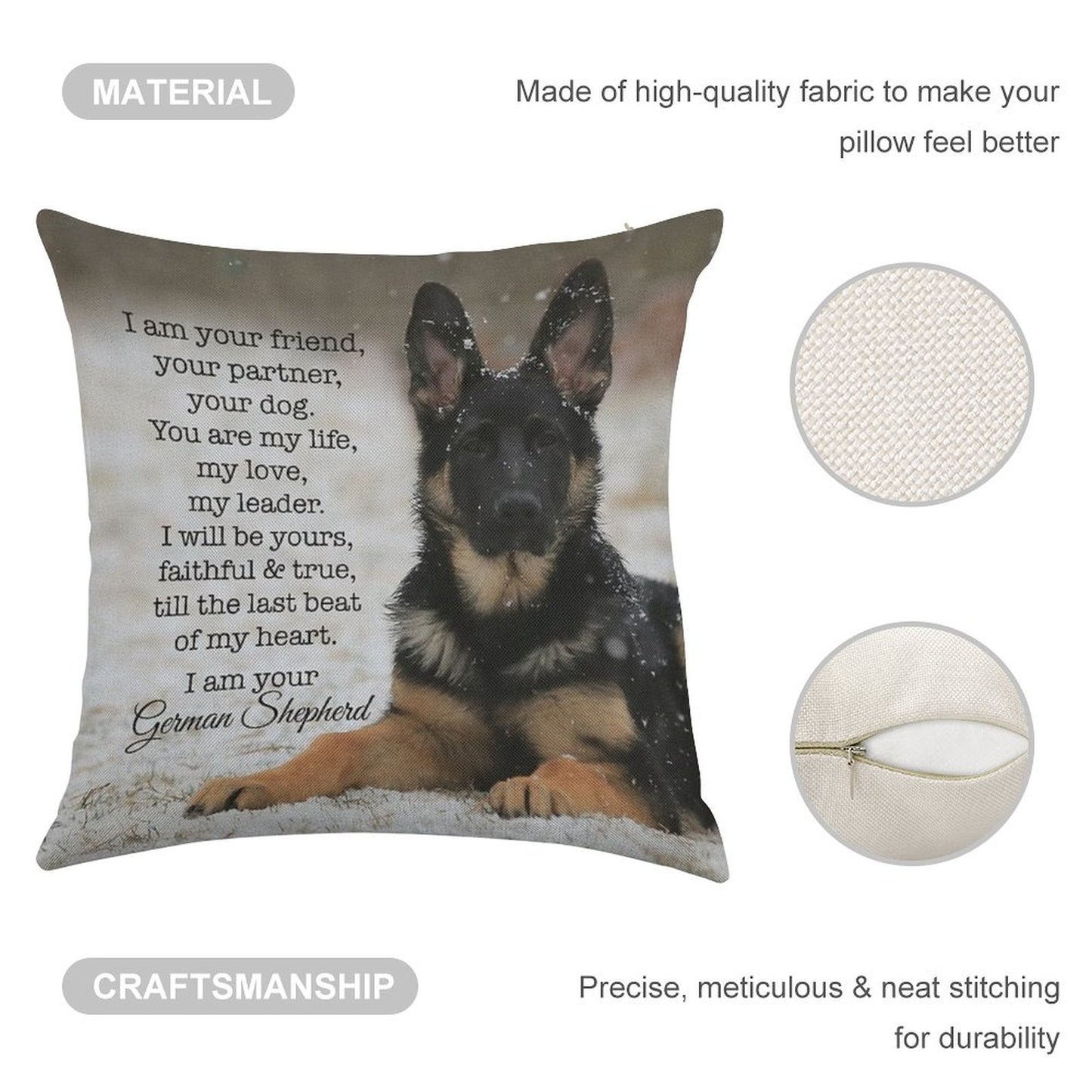 I Am Your German Shepherd Linen Throw Pillow Cover