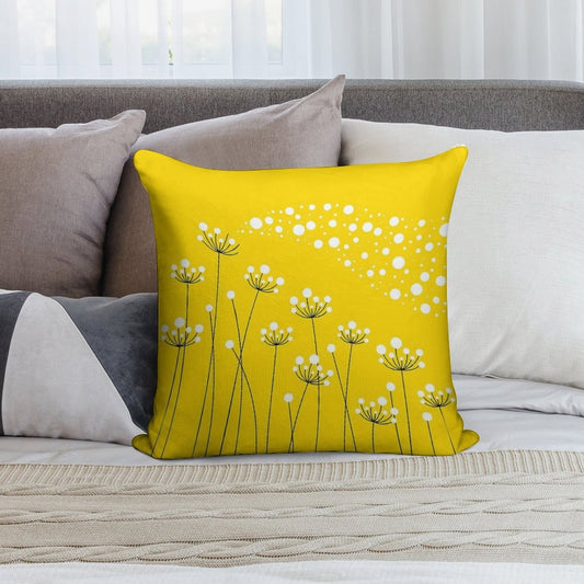 Dandelions (on Yellow) Soft Bedroom Essential Throw Pillow