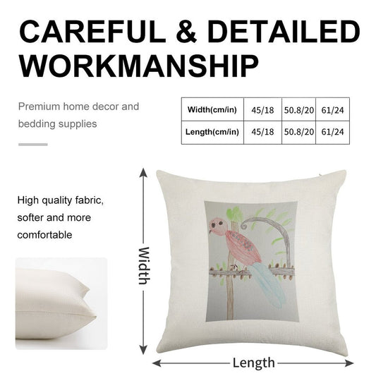 Crimson Rosella Linen Throw Pillow Cover