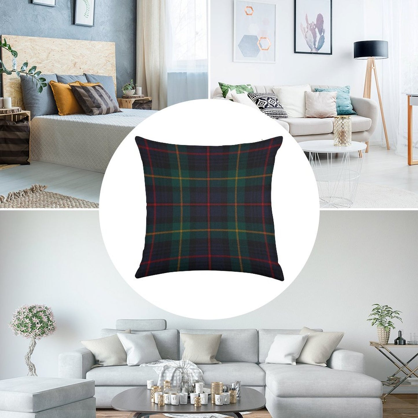 Farquharson Scottish Tartan Linen Throw Pillow Cover