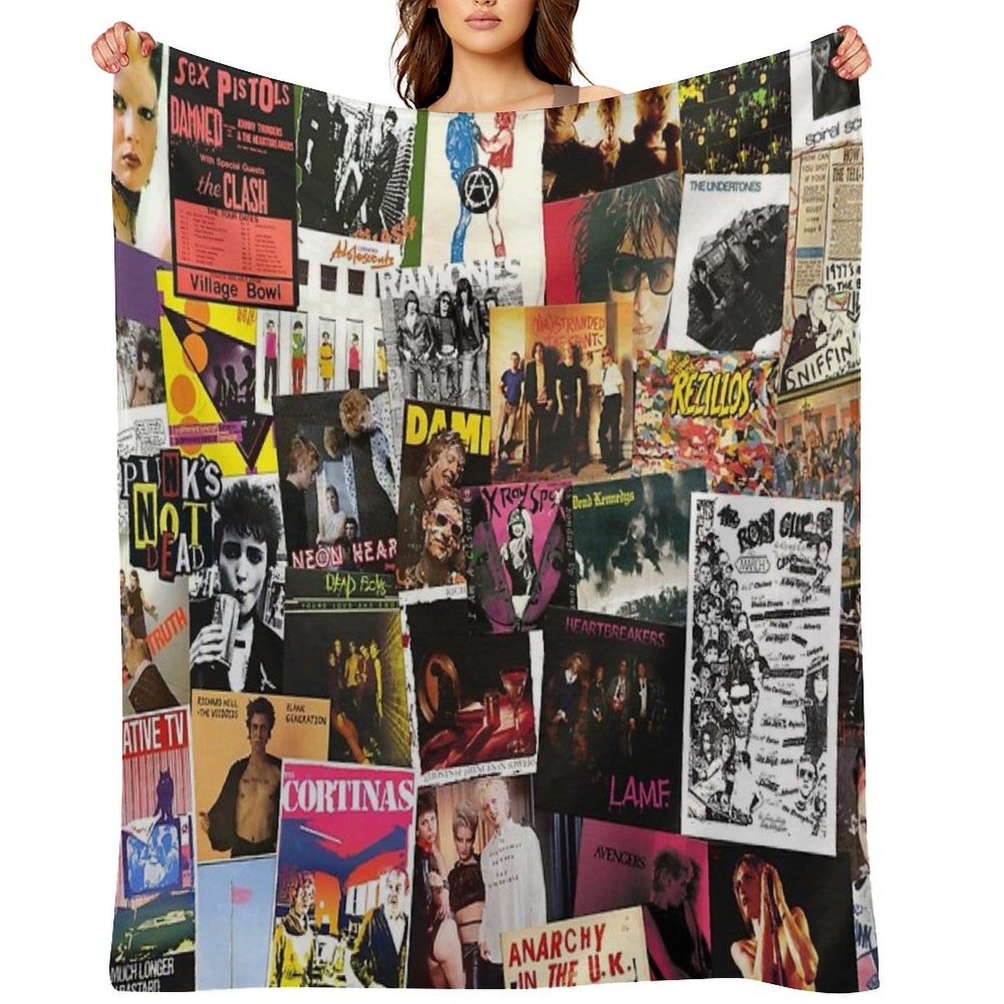 70s Punk Rock Music Throw Blanket