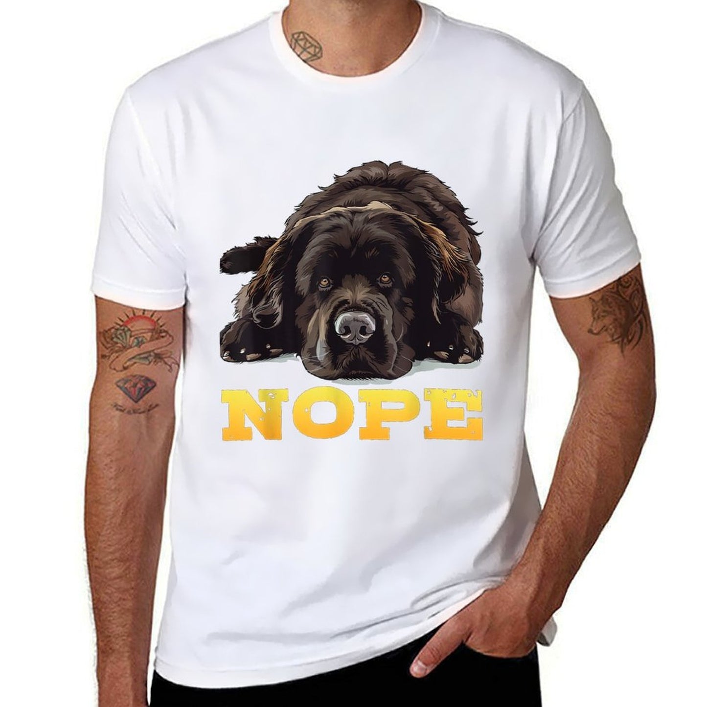 Newfoundland NOPE Stubborn Newfie Funny Dog Owners Stretchy T-Shirt