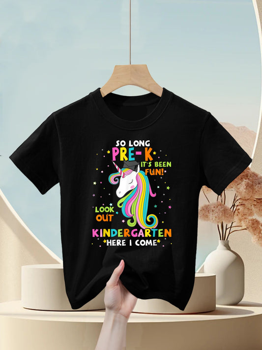So Long Pre-K Kindergarten Here I Come Unicorn Graduation Kids T-Shirt