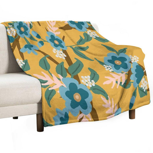Yellow Floral Throw Blanket