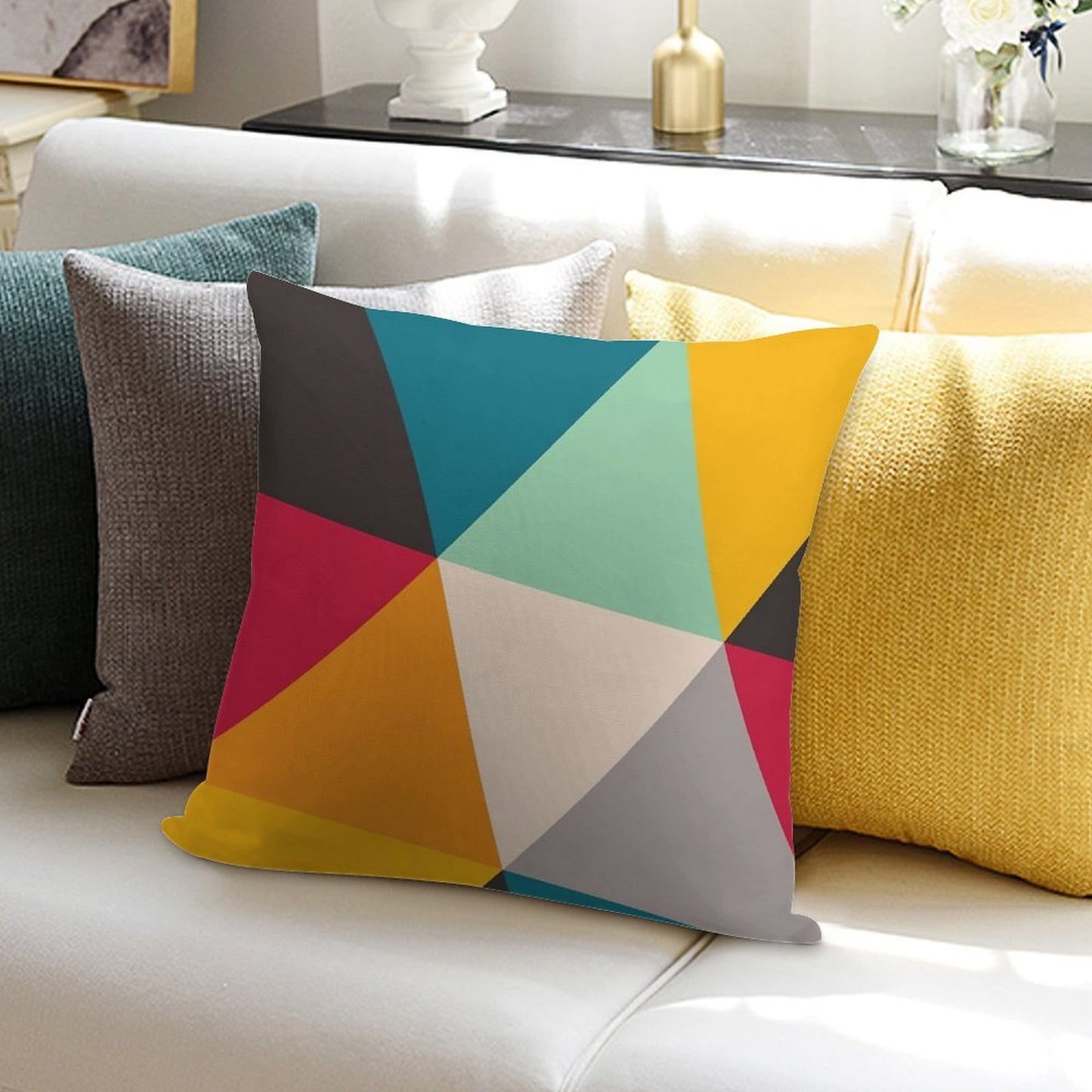 Colourful Geometric Triangles Soft Warmth Comfort Throw Pillow