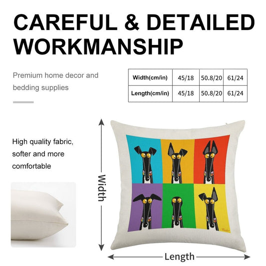 Greyhound Semaphore Linen Throw Pillow Cover