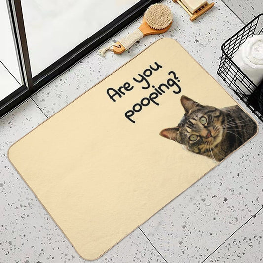 Are You Pooping - Funny Cat Meme for Bathroom Or Restroom Decoration Toxin-Free Bath Mat