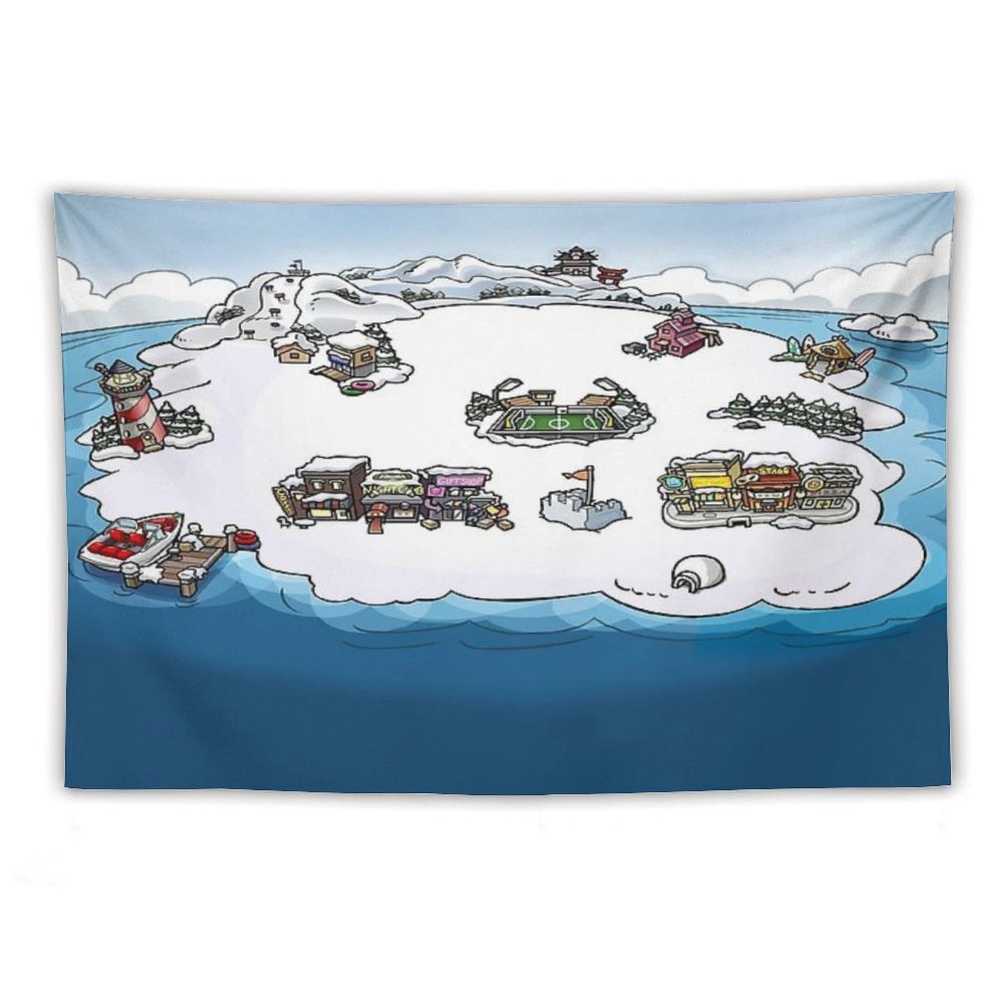 Club Penguin Map Tapestry
